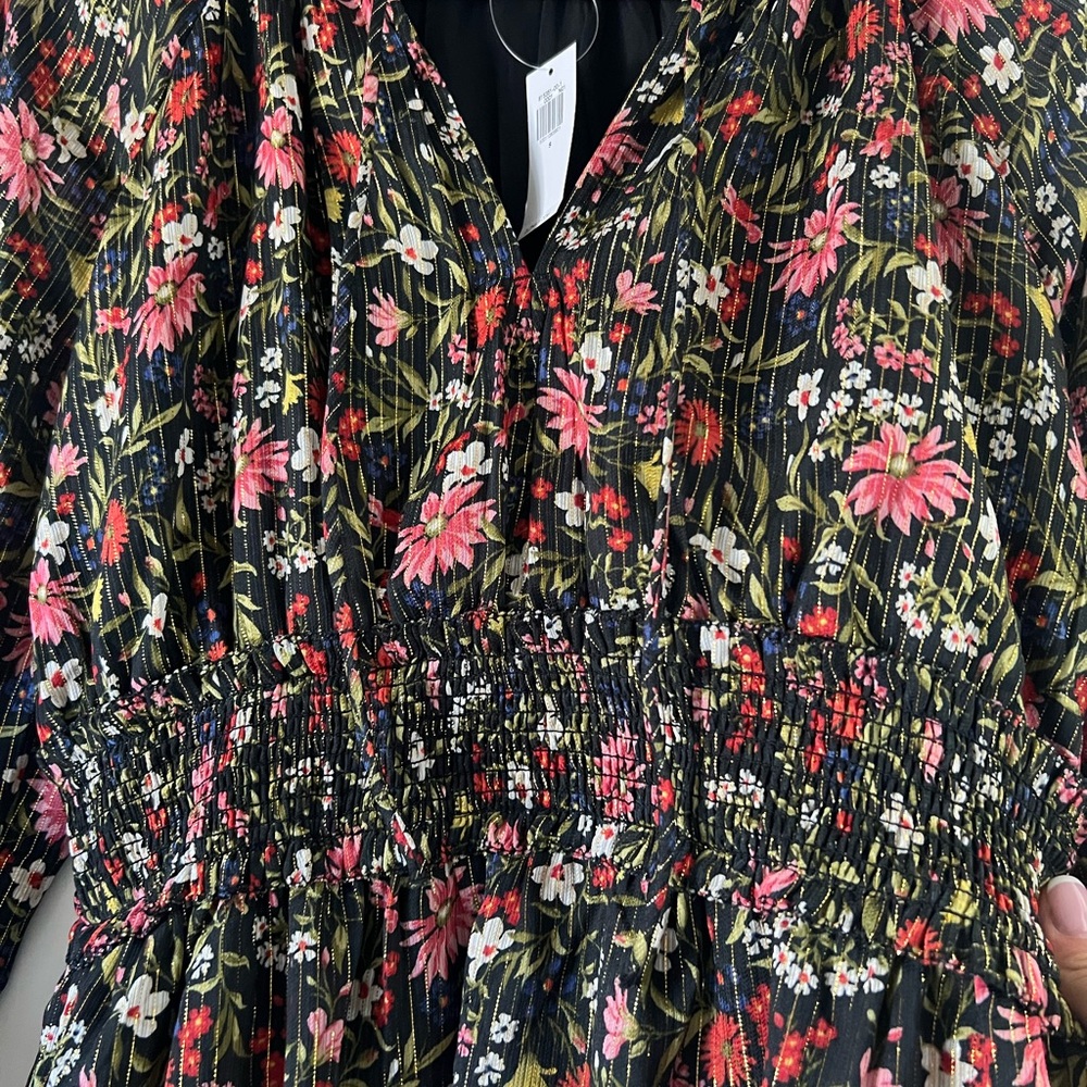 NWT Old Navy Women’s Black Floral Maternity Waist-Defined Smocked Dress - Picture 12 of 14